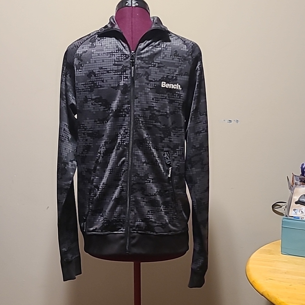 Bench Black Patterned Zip-Up Jacket